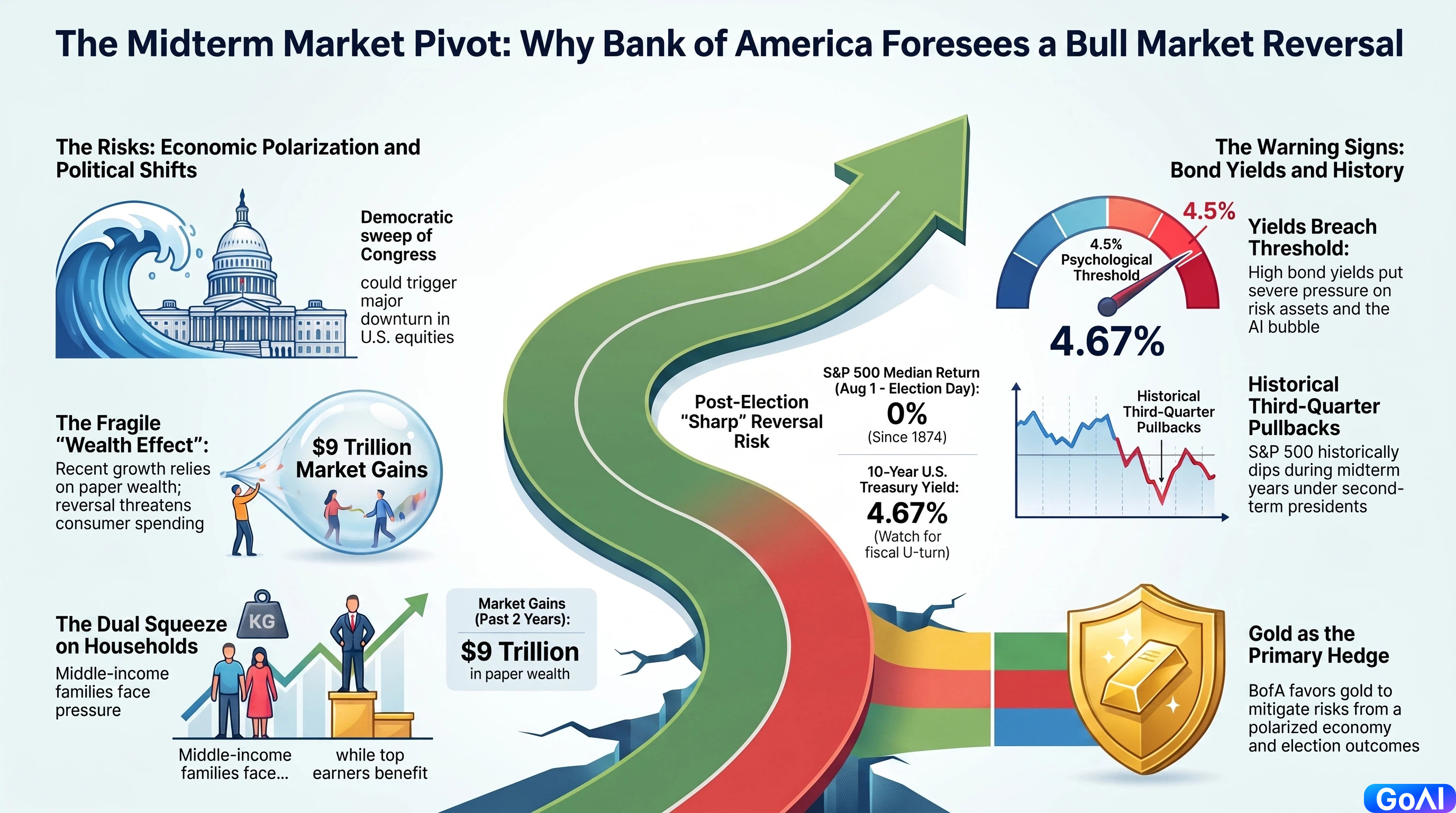 Is the U.S. Bull Market Near a Reversal? BofA Points to Midterm Elections as Key Turning Point, Advises Gold as Hedge